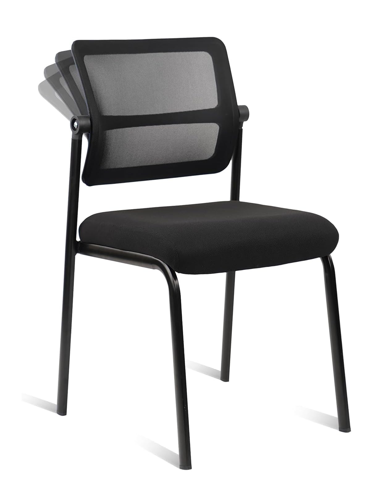 CLATINA Stapelbarer Besucherstuhl ohne Armlehnen mit Verstellbarer Mesh-Rückenlehne ergonomischer Lendenunterstützung für Konferenz Wartezimmer Lobby Schule Schwarz 1er Pack