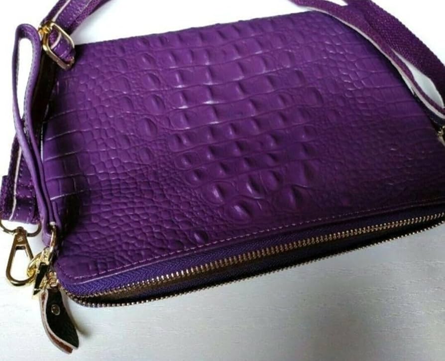 Amazon.co.jp: クロコ 型押し 牛革 紫 パープル フラットバッグ Amazon.co.jp: クロコ 型押し 牛革 紫 パープル フラットバッグ