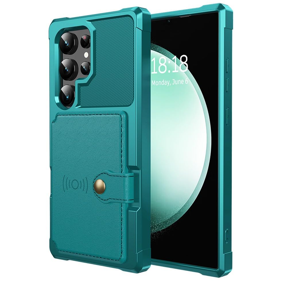 Generic Compatible avec Samsung Galaxy S10E (couleur : vert) Portefeuille latéral en cuir rigide arrière rigide en silicone