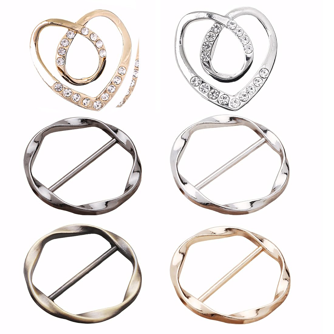 Clip de Anillo Estacionario para Camisetas Clip de Anillo de Mujer Clip de Círculo de Metal Hebilla de Moda Clip de Cintura para Corbata Clip para Bufanda Hebillas de Camiseta Juego de 6 Clips
