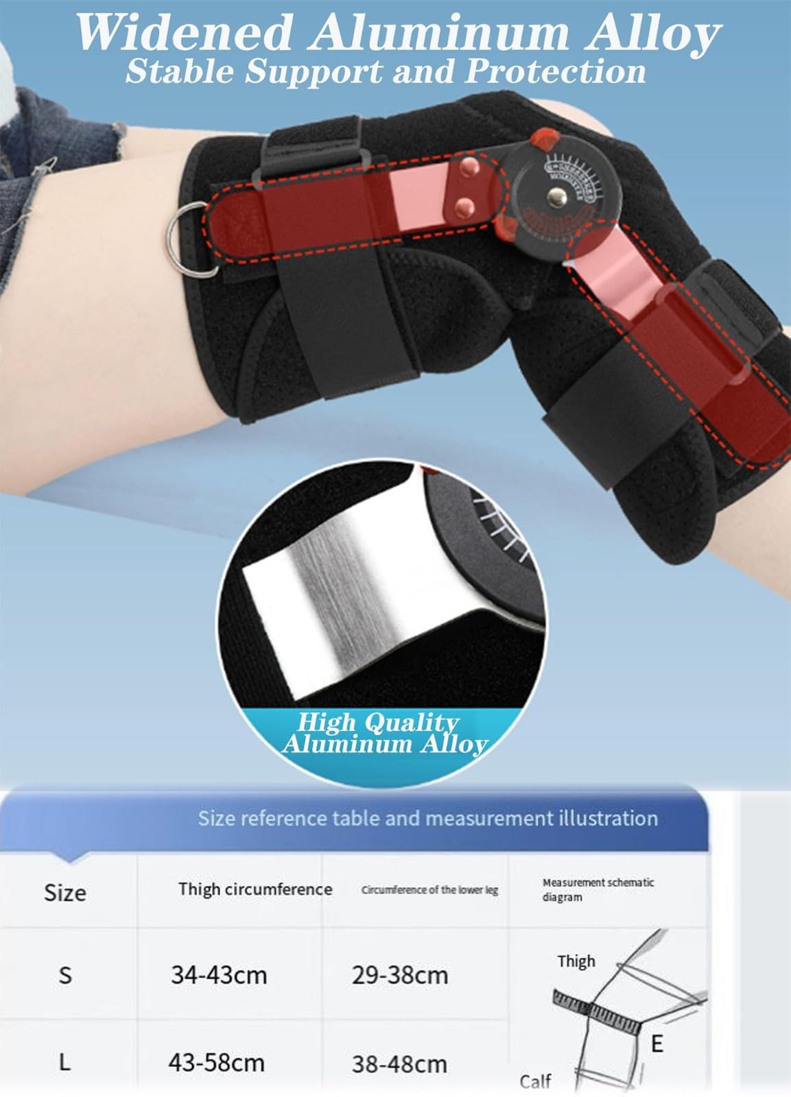 BLUEZY Rodillera De Descarga Medial, Rodillera De Hiperextensión, Inmovilizador De Rodilla, Ortesis De Rodilla Articulada, Alivia El Ligamento Cruzado Anterior (LCA), El Ligamento Colateral Medial L