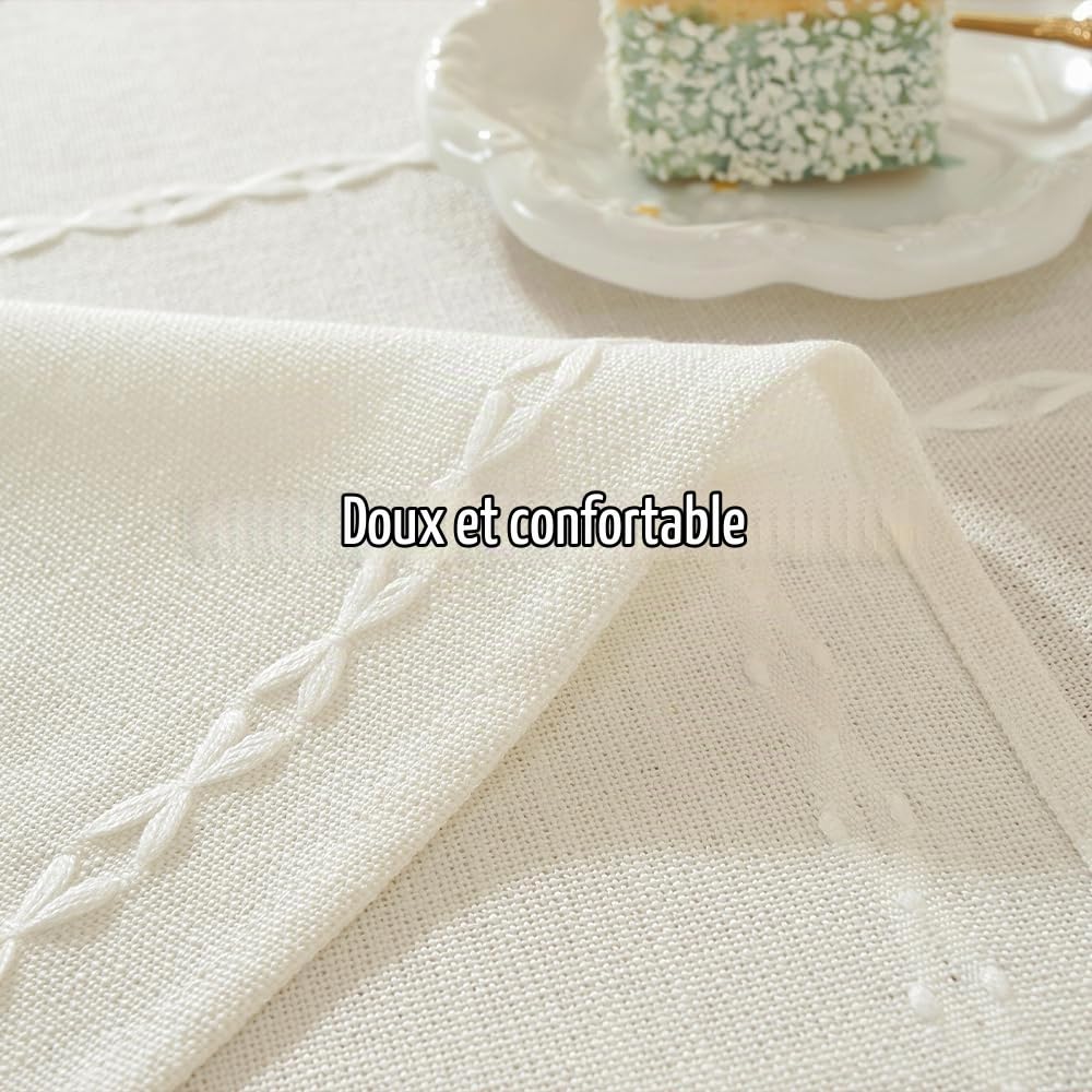 Nappe Rectangulaire 135 x 300 cm, Blanche Nappe Lin Nappes Tissu pour Salle à Manger, Exterieur, Picnic, Anniversaire, Automne,Noel