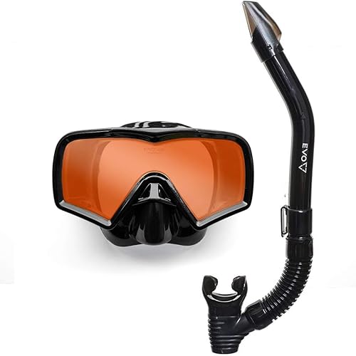 EVO Hi Definition Máscara y Snorkel Combo - Conjunto de lente única para adultos - Máscara de buceo con válvula - Accesorios de buceo