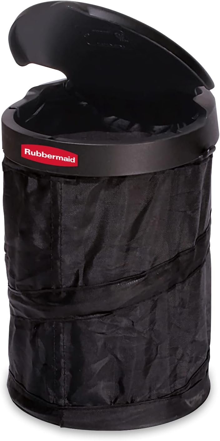 Rubbermaid Automotive Pop Up Trash Can with Flip Top Lid: Hanging Car Garbage Bin/Waste Basket Organizer Caddy