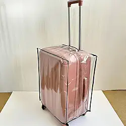 Capa Para Mala de Viagem Protege Contra Arranhões e Impacto Plástico Cristal Transparente Grosso P M G Fechamento com Velcro (Preta, M)