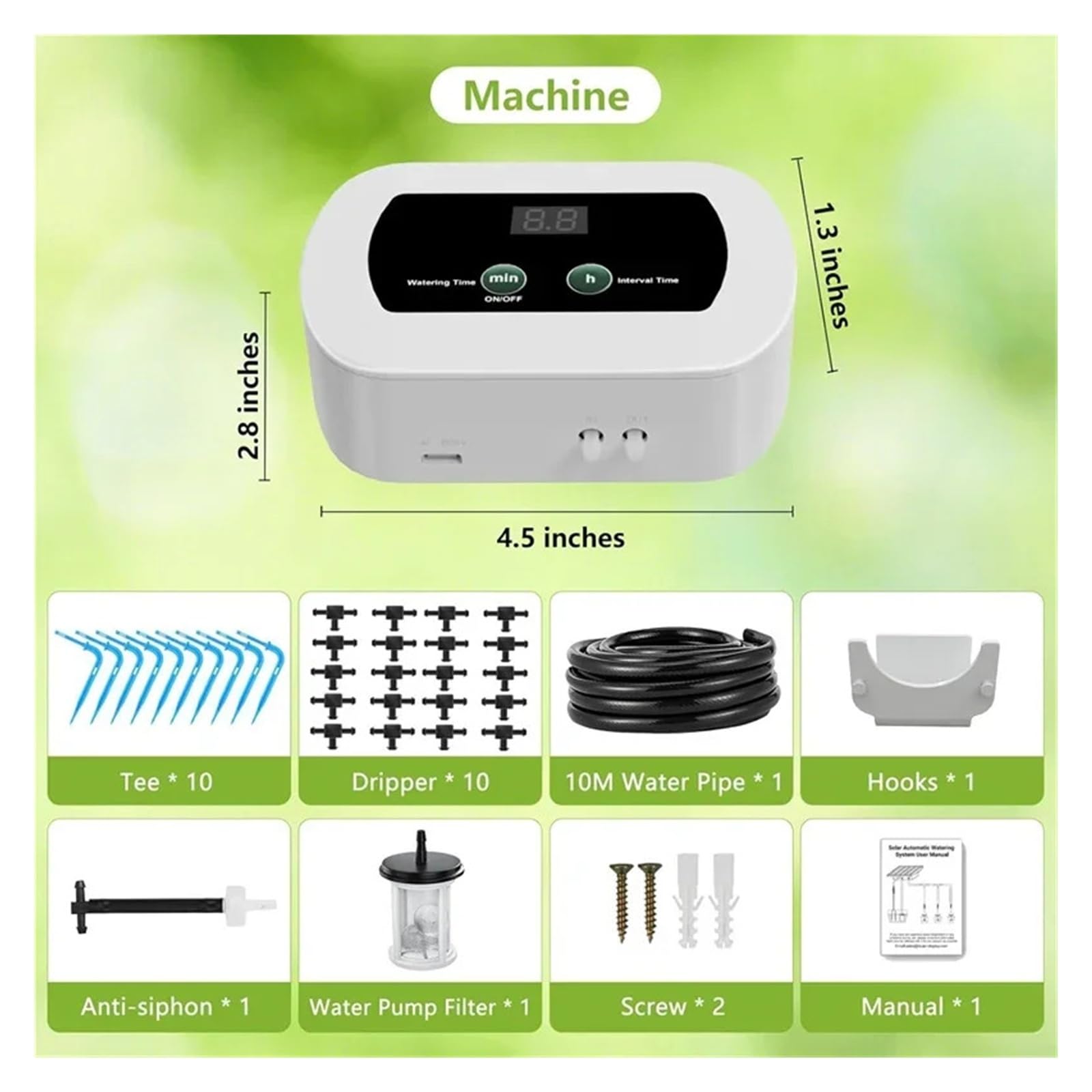 Timer for irrigazione da giardino Sistema di irrigazione for piante USB 1800mAh