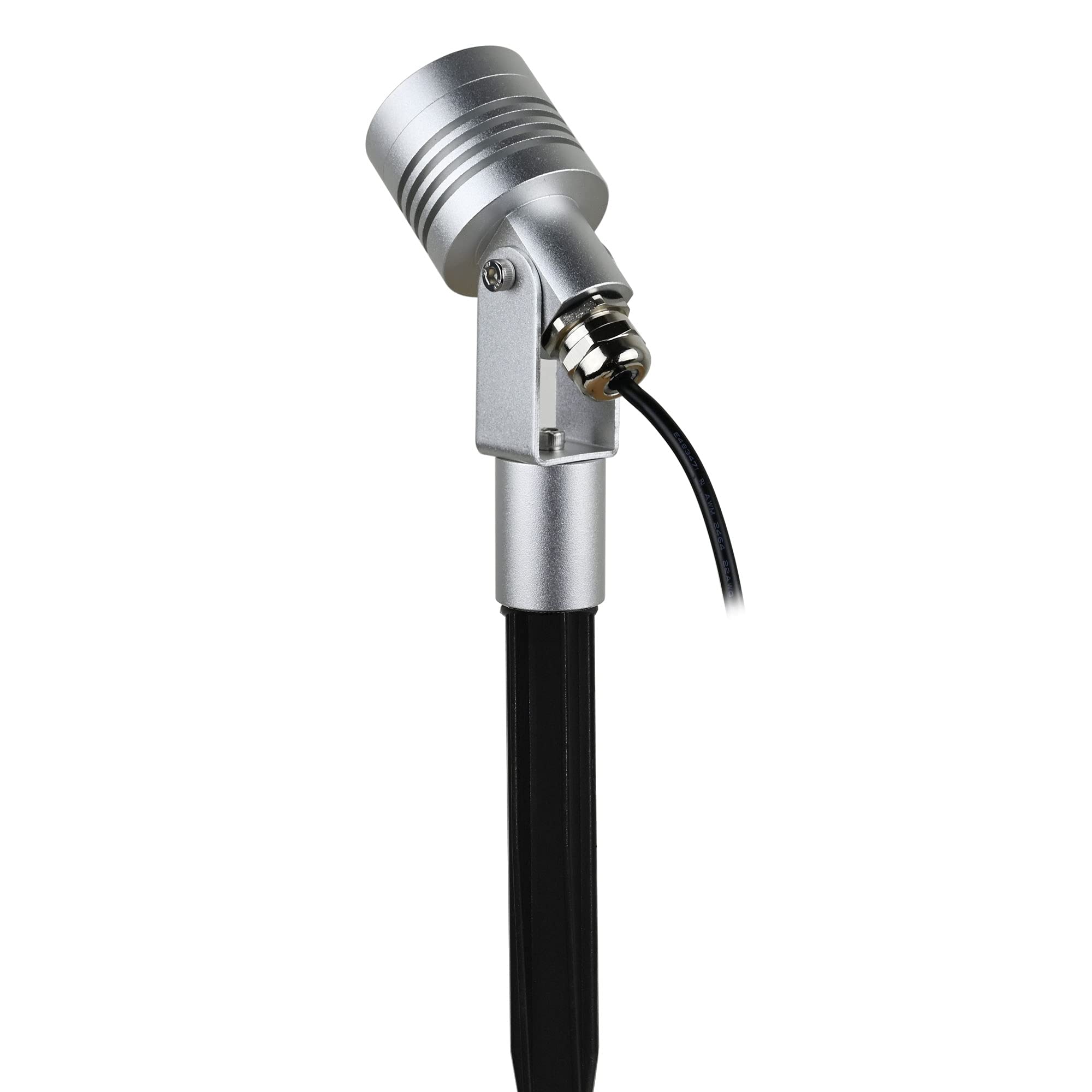 VBLED 3er-Set 6W Gartenleuchte Gartenstrahler Silber 3000K 12V Warmweiß mit Erdspieß IP68 Wasserdicht mit Stecker für Außen Garten Rasen