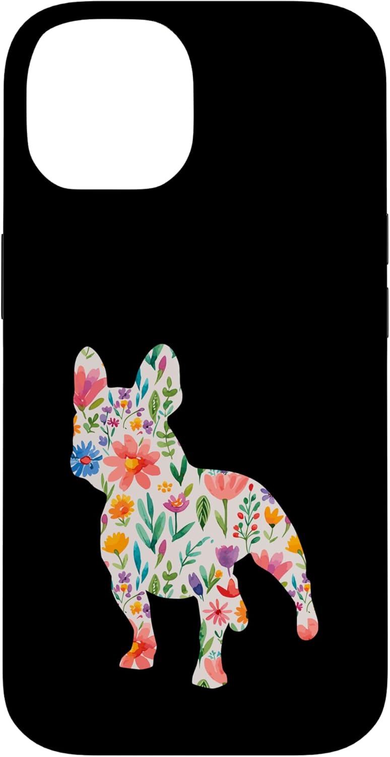 French Bulldog watercolor flowers design Case for iPhone 15