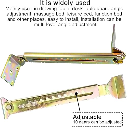 Miniatura 4 de Enenes Bisagra de ángulo ajustable de 10 engranajes, mecanismo de varilla de elevación resistente para escritorios, mesas de masaje, tablas de