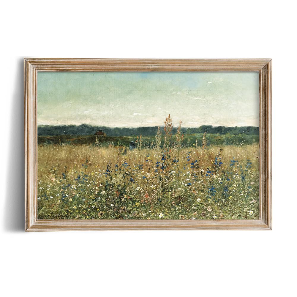 Rustic Farmhouse Wall Art Decor - 24x36 Large Unframed Rolled Canvas - Boho Landscape Picture - Spring Green Nature - French Country Kitchen Print