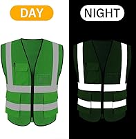 Vista 42 de HYCOPROT High Visibility Mesh Safety Reflective Vest with Pockets and Zipper, Meets ANSI/ISEA Standards