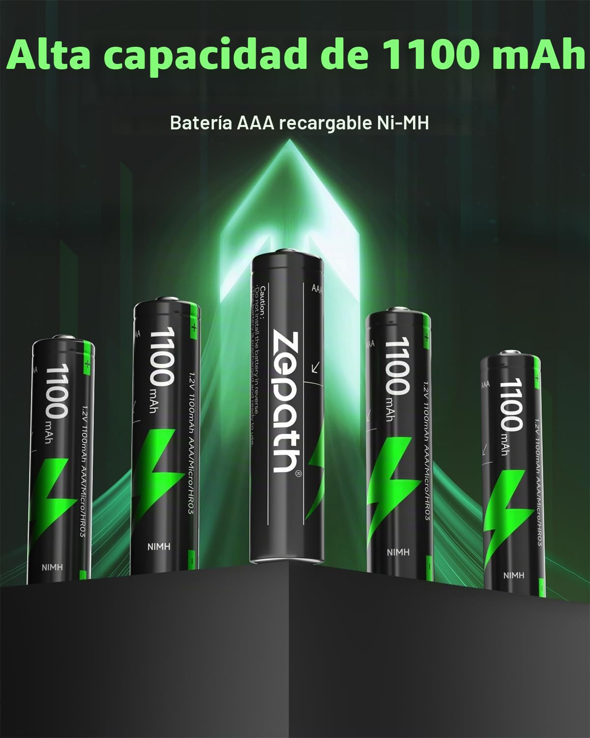 Cargador híbrido Li-Ion/NI-MH con 8 Pilas AAA Recargables NI-MH, 1100 mAh de Alta Capacidad 1,2 V AAA, 8 Cargadores para baterías AA/AAA, Caja de Almacenamiento de Carga LED integrada