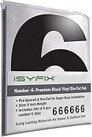 Vista 25 de iSYFIX Calcomanías de vinilo negro con el número 3 (tres), paquete de 6 calcomanías autoadhesivas de 8 pulgadas, calcomanías troqueladas y 3 Negro