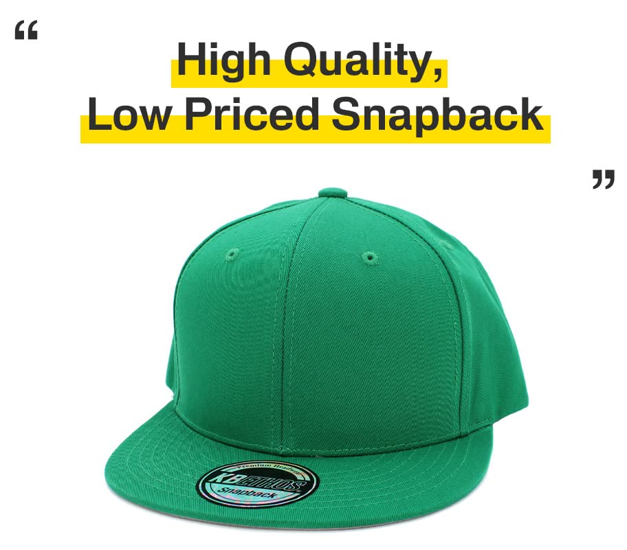 Image of KBETHOS Classic Snapback Hat Blank Cap Underbrim Cotton Wool Blend Flat Visor Adjustable Unisex