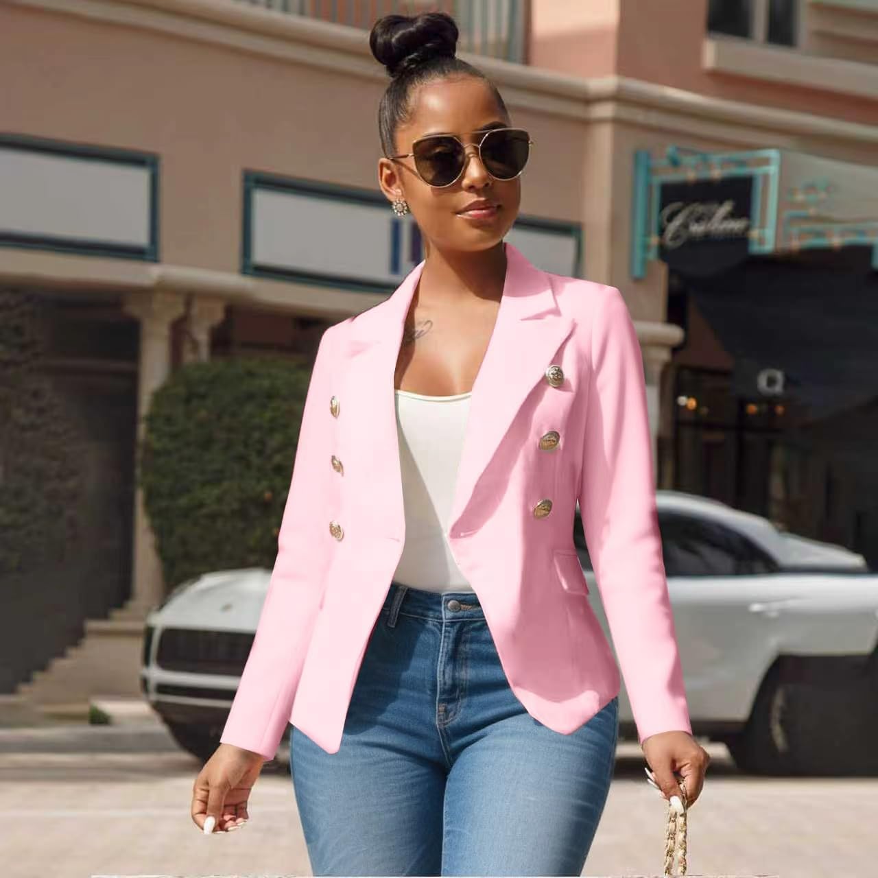Women's Business Blazer Casual Long Sleeves Lapel Open Front Suit Jacket Work Blazer with Pockets