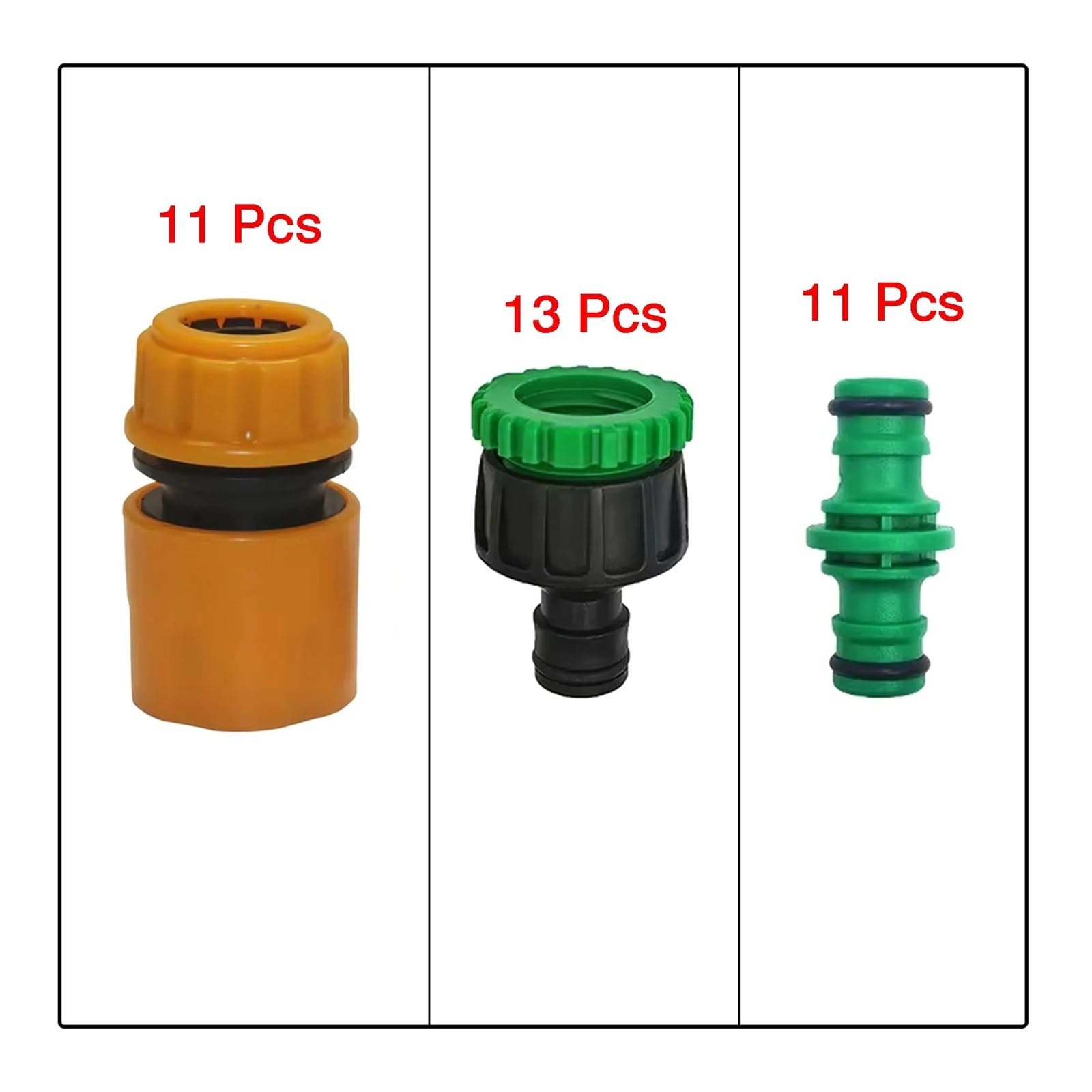 Conector rápido for grifo de manguera, adaptador roscado for agua 3/4 y 1/2 pulgadas, for riego jardín, 35 Uds