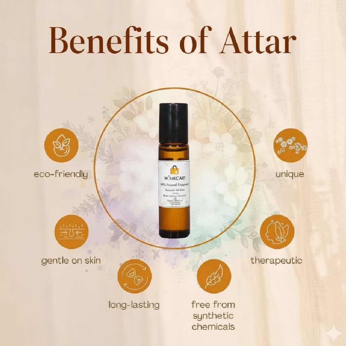 Winkcart Natural Premium Attar Roll On Bottle|Long Lasting Pure Attar Perfume Oil| Unisex Concentrated Essential Oil Premium Fragrance-Strawberry 1