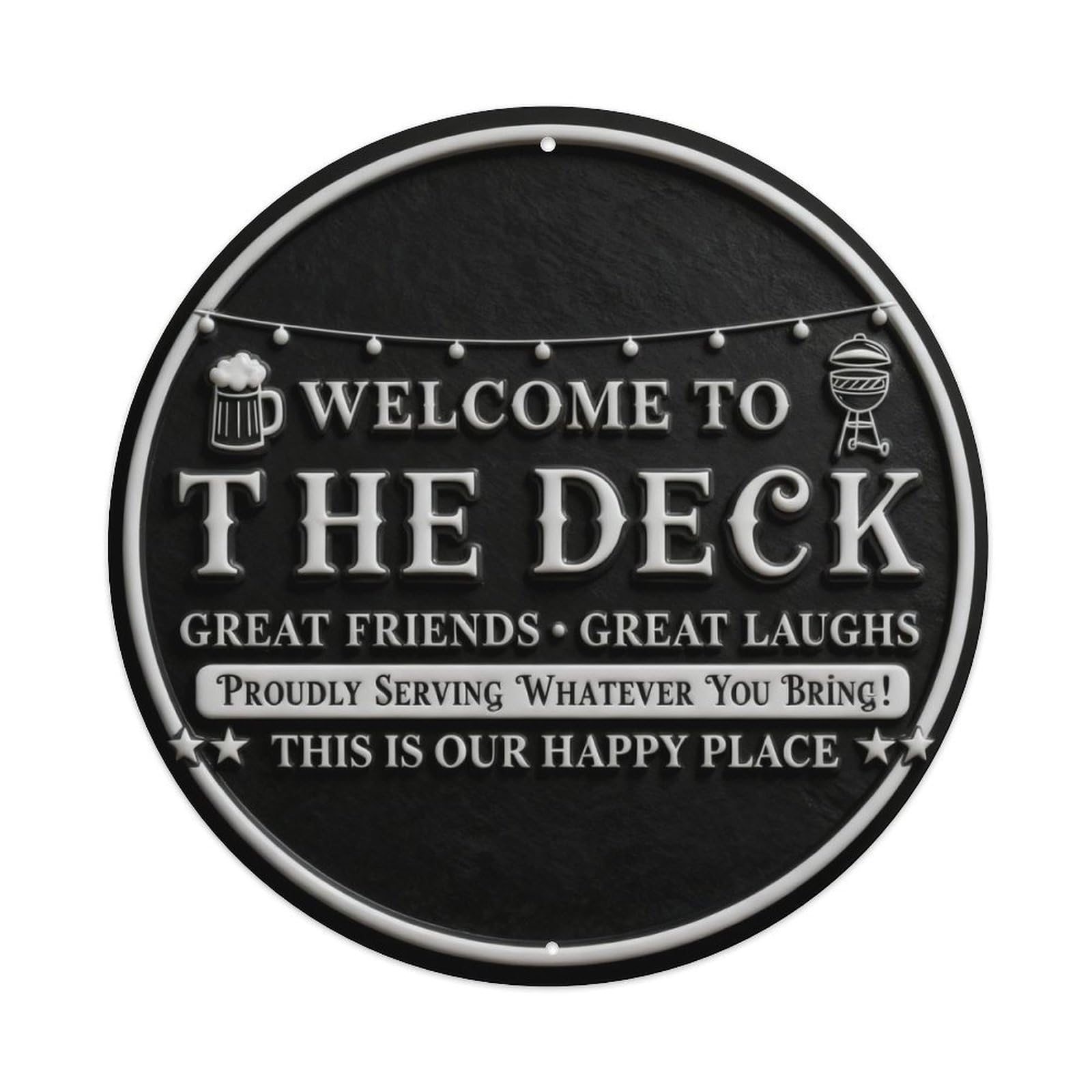 Welcome To The Deck_1 Round Metal Tin Sign Vintage Wall Decor, Bar Garage Cafe Kitchen Home Wall Art Poster 8x8inches