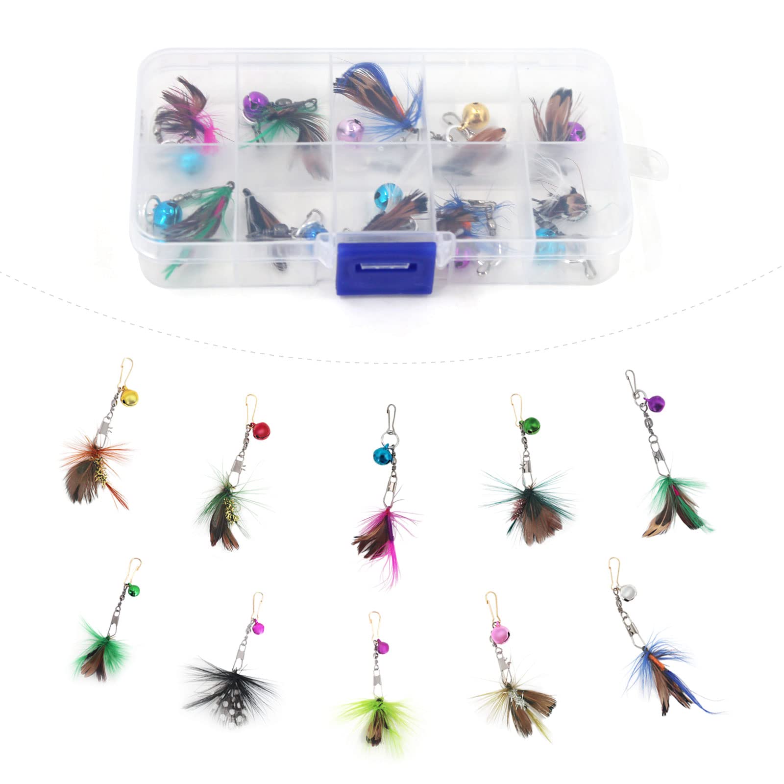 SONGWAY Replacement Feathers for Cat Wand - 10 Pcs Insect Feather Toy Refills, Cat Teaser Wand Toy for Indoor Cats Kittens