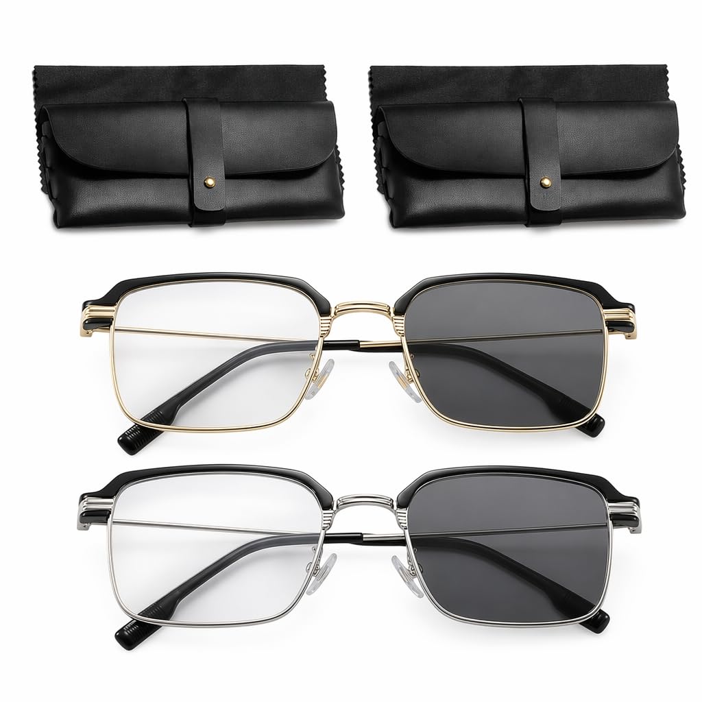 Photo 1 of Ewudjou 2sets Metal Blue Light Blocking Readers,Smart Zoom Reading Glasses