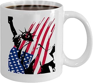 Rael Esthe Kubek do kawy 325 ml biały ceramiczny zabawny prezent statua Wolność szczęśliwy
