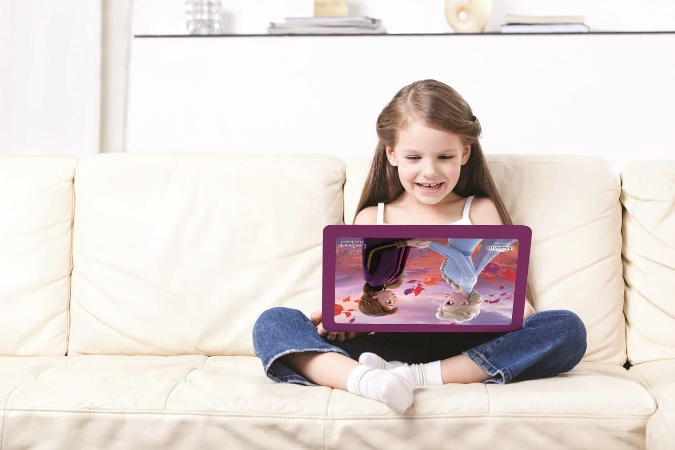 LEXIBOOK Disney Frozen 2 - Educational and Bilingual Laptop French/English - Girls Toy with 124 Activities to Learn, Play Games and Music with Elsa and Anna - Blue/Purple, JC598FZi1