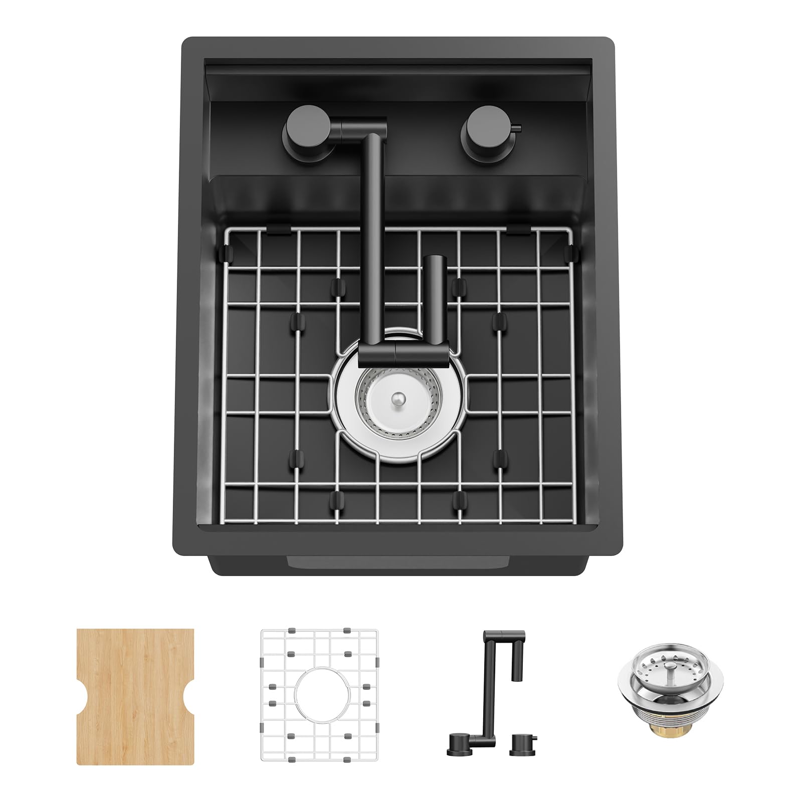 Photo 1 of Black 15x18In RV Kitchen Sink With Faucet,Stainless Steel,Undermount