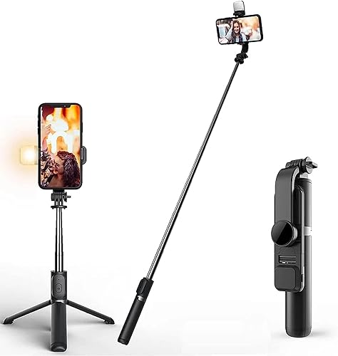 Trípode ligero para selfie con control remoto, trípode de viaje para iPhone, trípode de grabación de video en vivo, soporte de grabación de teléfono