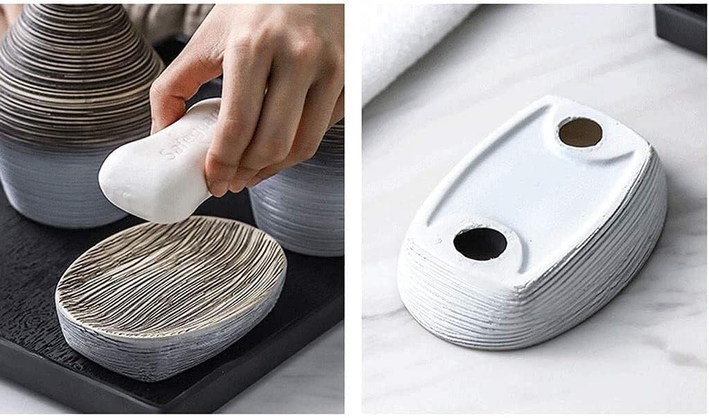 Juego de Accesorios para el baño Juego de Accesorios Vintage cerámica Hecha a Mano 5 Piezas for el baño: Incluye Porta cepillos Dientes y Vasos Decoración Antigua