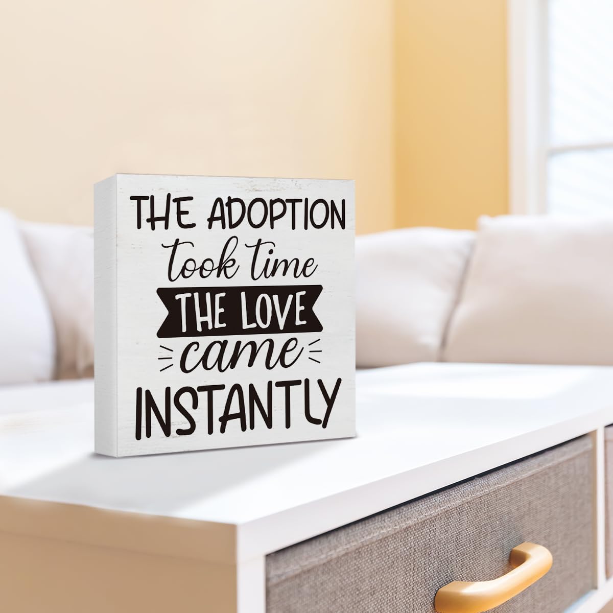 Adoption Gifts for Adoptive Parents Wood Sign Adoption Day Gift for Family, Adoptive Parents Gifts Sign for Home Living Room Bedroom Desk Shelf Wall Table Decoration 5x5 Inch