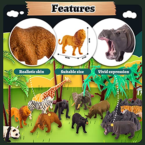 TOEY PLAY 3 in 1 Tierfiguren, Dinosaurier Figuren, Safari Wildtiere, Bauernhof Spielzeug, 56 Stück mit Portable Koffer, Geschenk für Kinder Jungen ab 3 Jahre