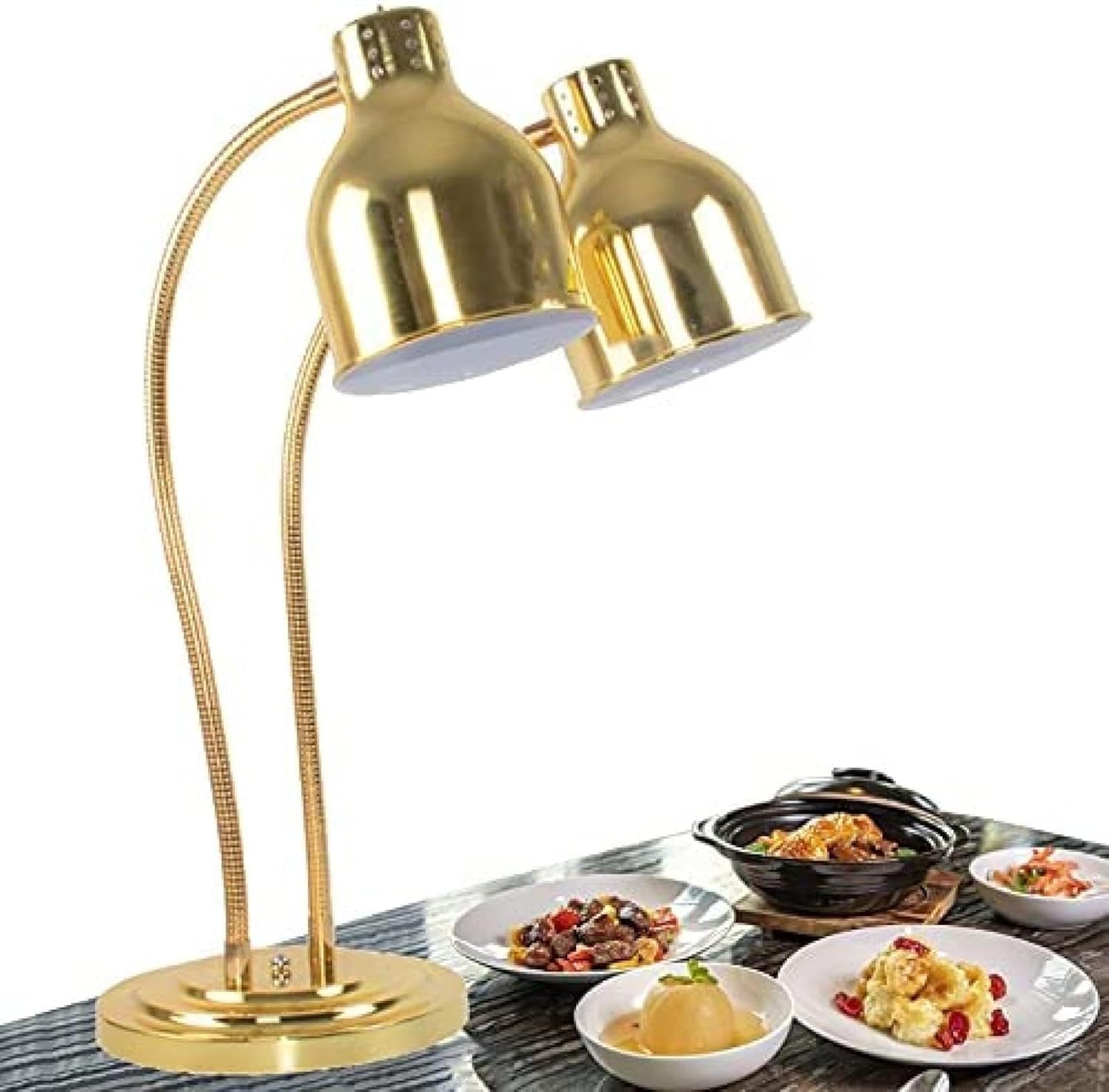 Wolnostojąca lampa do podgrzewania żywności, podwójna głowica regulowana lampa grzewcza do bufetów, cateringu, imprez, utrzymuje pizzę, stek, smażony kurczak w cieple