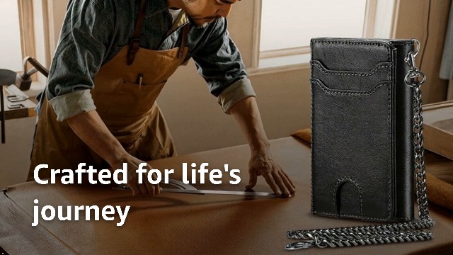 Amazon.com: furid Genuine Leather Wallet with Chain: Trifold with