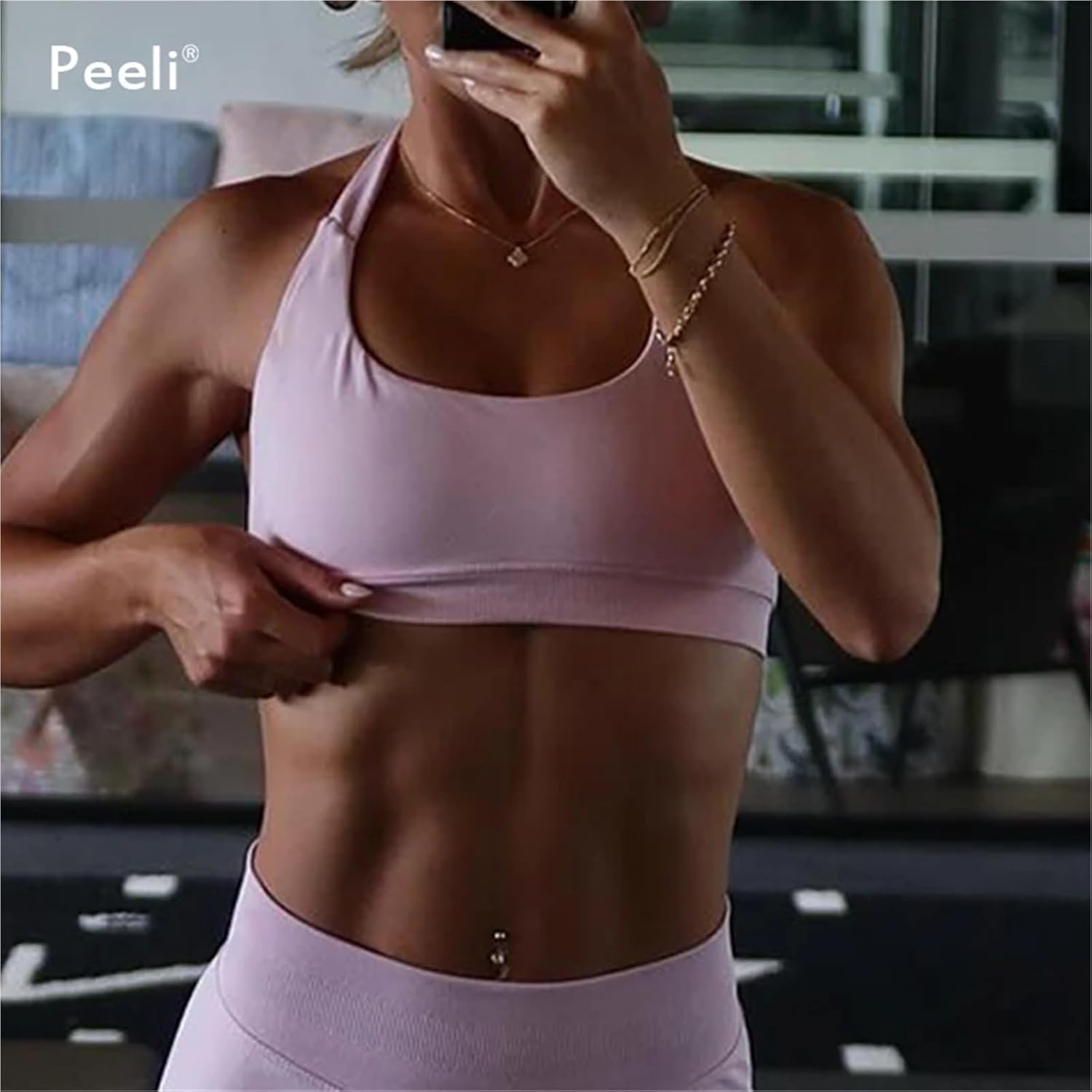 Top Palestra Donna Reggiseni Sportivi da Donna ad Alto Impatto, Supporto Elevato, Cavezza Imbottita Senza Cuciture, Schienale, Palestra, Push up, Allenamento, Yoga, Top Corto