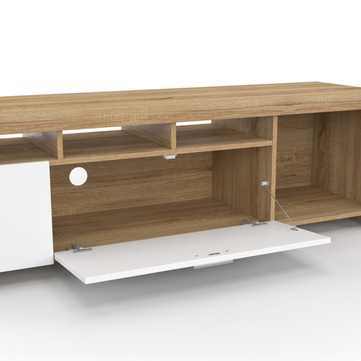 IDMarket - Meuble TV 180 cm Malo Bois et placards Blancs