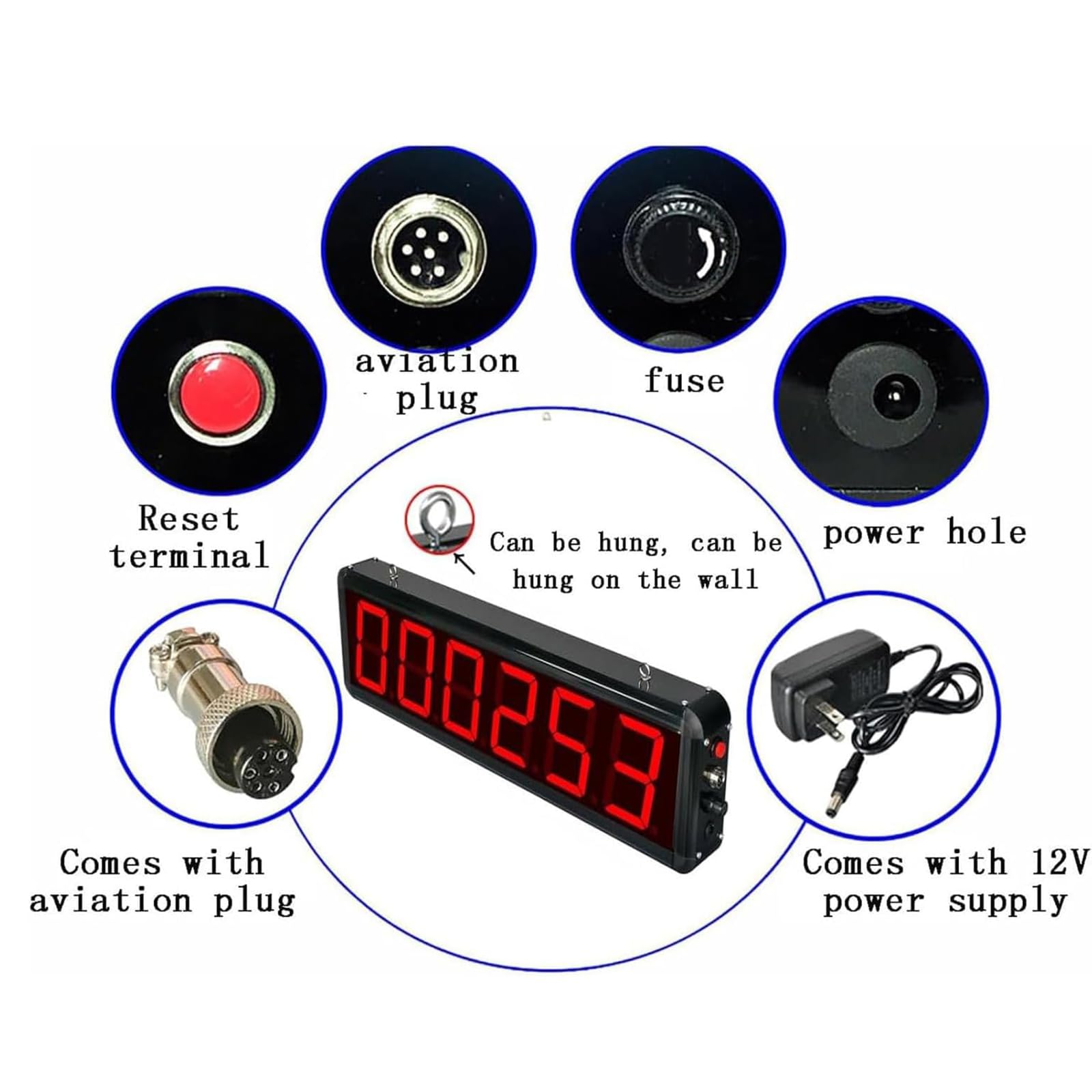 Compteur numérique à 6 chiffres avec télécommande, distance d'induction réglable 0-70 cm, plage de comptage 0-999999, mémoire d'arrêt pour bande transporteuse