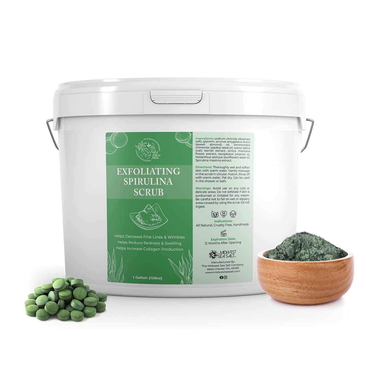 The Midwest Sea Salt Company - Exfoliating Spirulina Scrub - 128oz - Lavender - Exfoliating Body Scrub