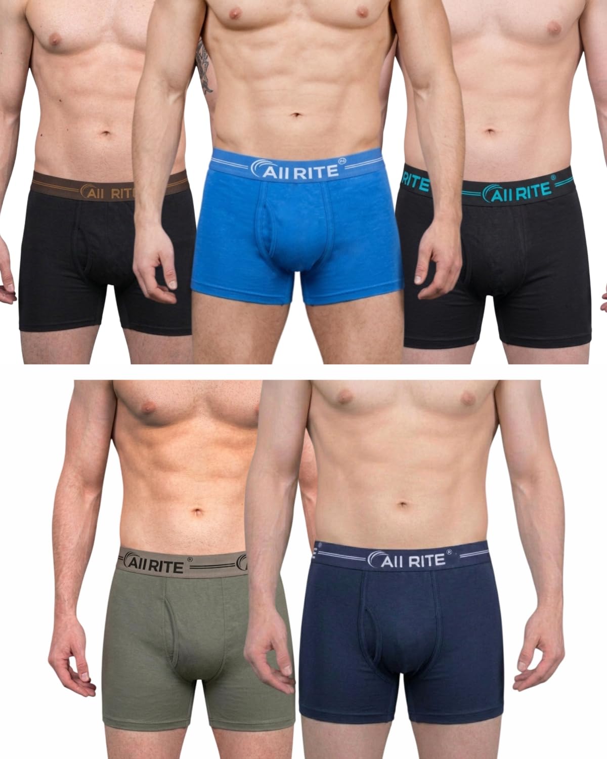 all rite Men's Long Underwear | 100% Pure Cotton Innerwear | Soft and Breathable | H - Back | Solid Soft Cotton Trunk for Men | Pack of 5 (Assorted)-picture-21