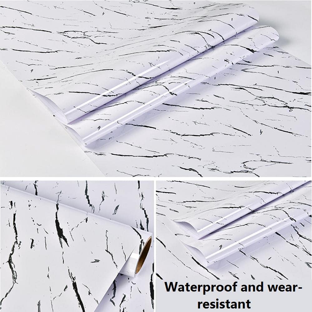 Pellicola Autoadesiva Mobili Adesivo Autoadesivo Sfondo Bianco Linea Nera Marmo Modello Adesivo Impermeabile E Resistente Agli Oli Adesivo Ristrutturazione Mobili Ad Alta Temperatura 80 Cm X 3