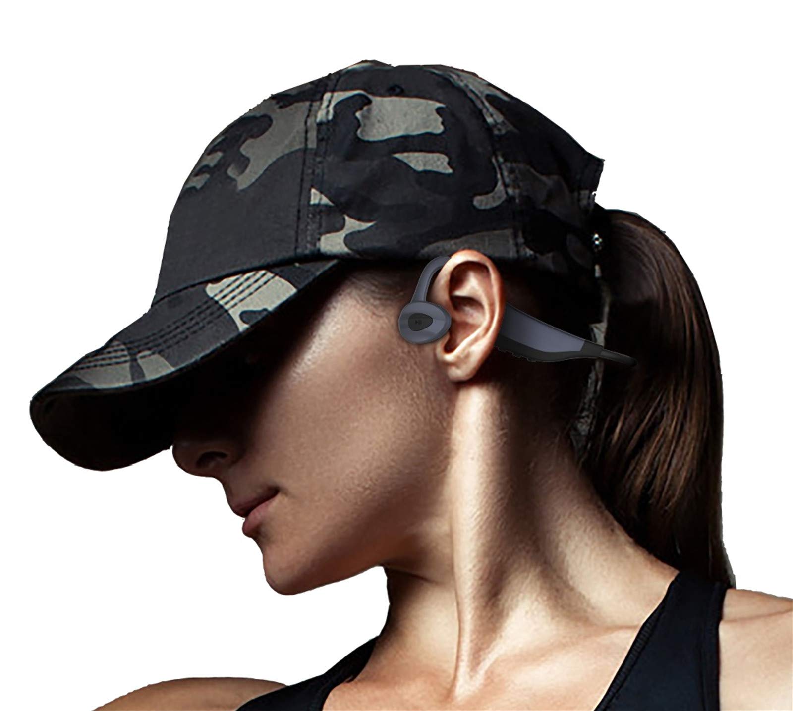 Cuffia a conduzione ossea 2 in 1 16 GB Lettore Mp3 Bluetooth 5.0 Auricolare k7 per la vita Salute Impermeabile Corsa Fitness Sport Headset (Grigio)