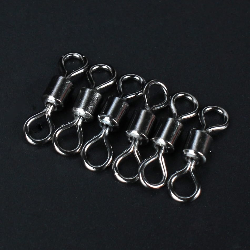 100 piezas giratorios para pesca, acero inoxidable miniatura 6