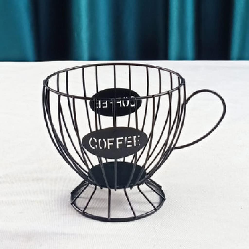 Coffee Capsule Storage Basket Coffee Cup Basket Coffee Bean Pod Organizer Family Cafe Hotel (Color : Golden) (Black )