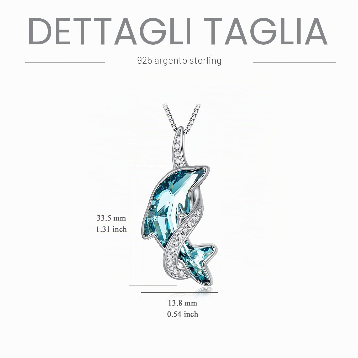 TOUPOP s925 Sterling Silver Dolphins/Sea Turtle Necklace for Women Crystal Pendant Ocean Jewelry Birthday Gifts for Lady Mother Sister Girls Dolphins Lover
