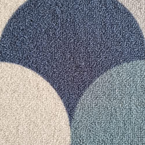 Image of Matz&More Pattern Circular Floor Mat | 40x60 CM | Blue Grey | Nylon Tufted Gel Baking Anti-Slip | Doormat for Home Entrance, Kitchen & Bedroom