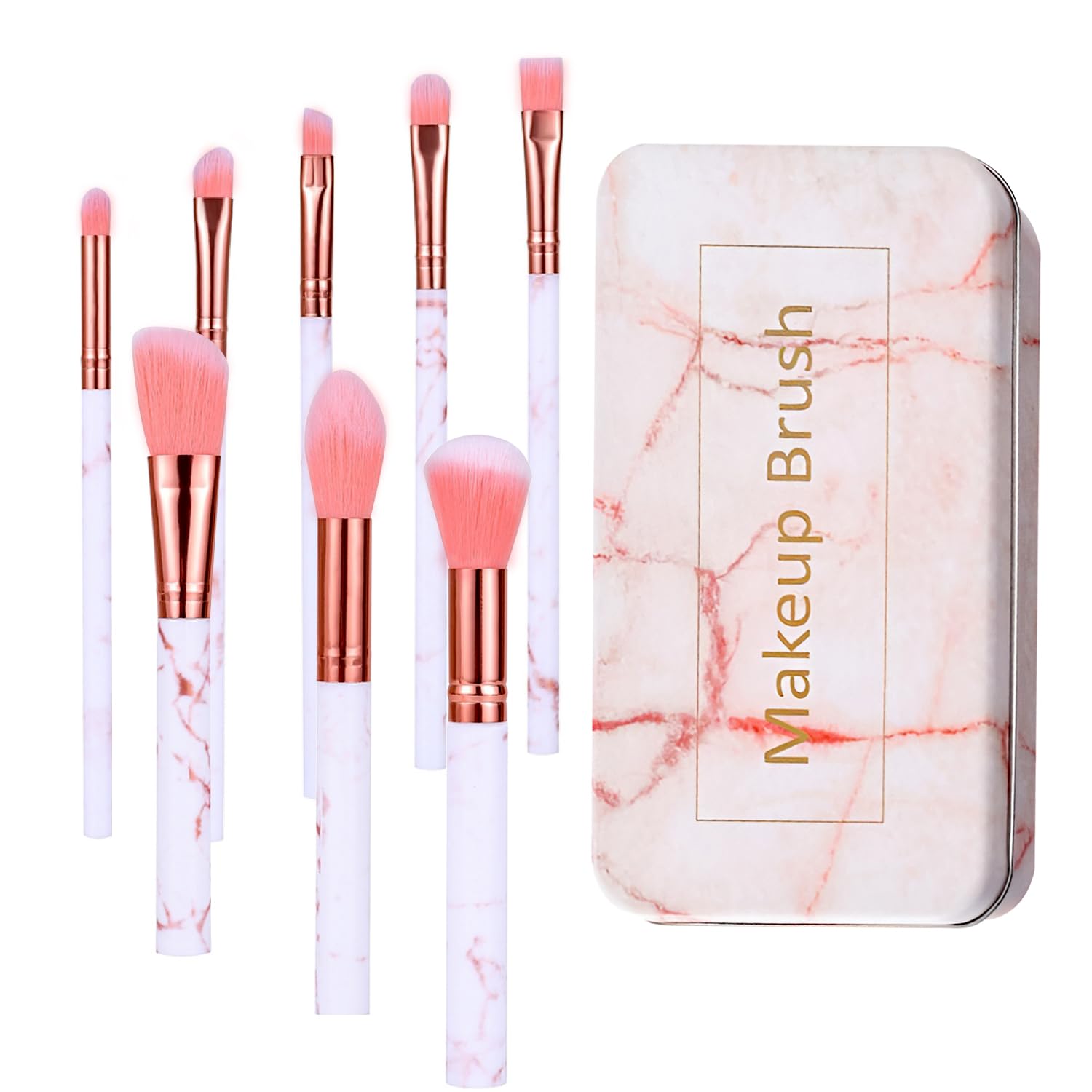 ZSMJAER 8 Piezas Brochas Maquillaje,Para aplicar base de maquillaje,Sombra de ojos,colorete,Contorno de ojos,Set de brochas de maquillaje (Rosa)