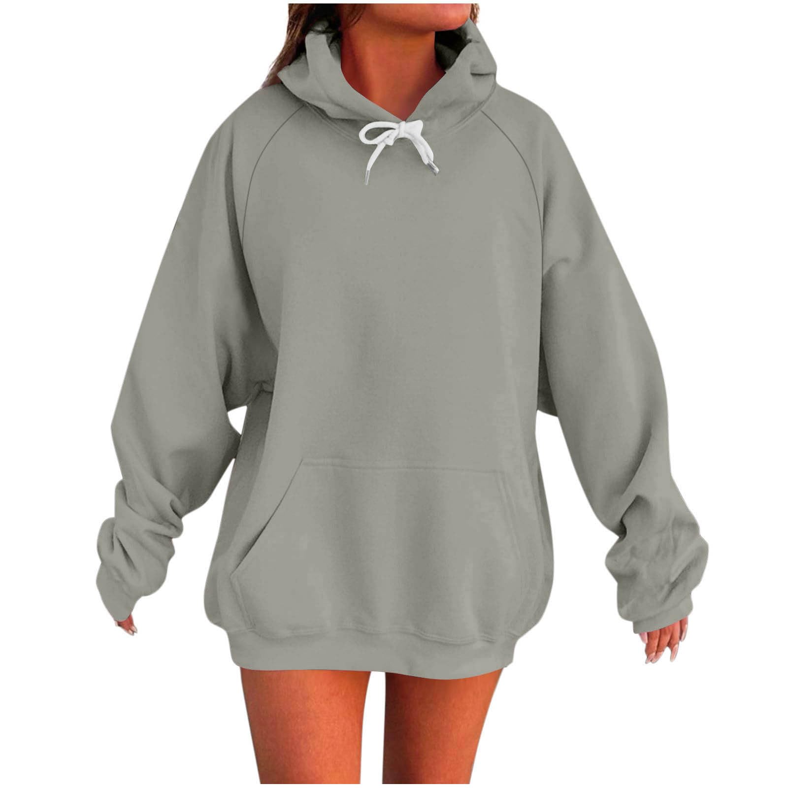 Sweat à Capuche Femme Casual Hoodie Slim Fit Sweat-Shirt Col en V Outerwear Rétro Streetwear Classique aux Couleurs Assorties Veste à Manches Longues Haut Couleur Unie Quotidien Hiver Vêtements