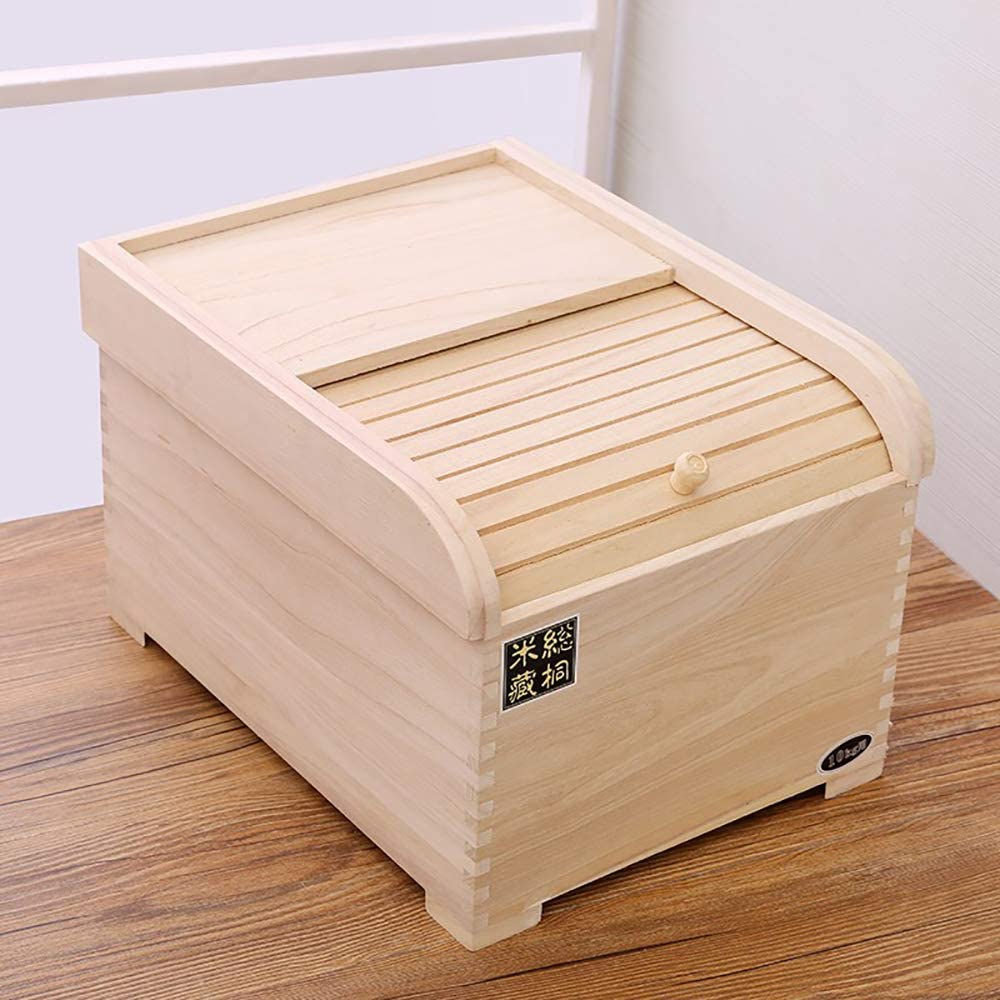 Amazon | 米びつ 桐 木製保存容器 米容器 米櫃 枡付き 密閉 防虫 防湿