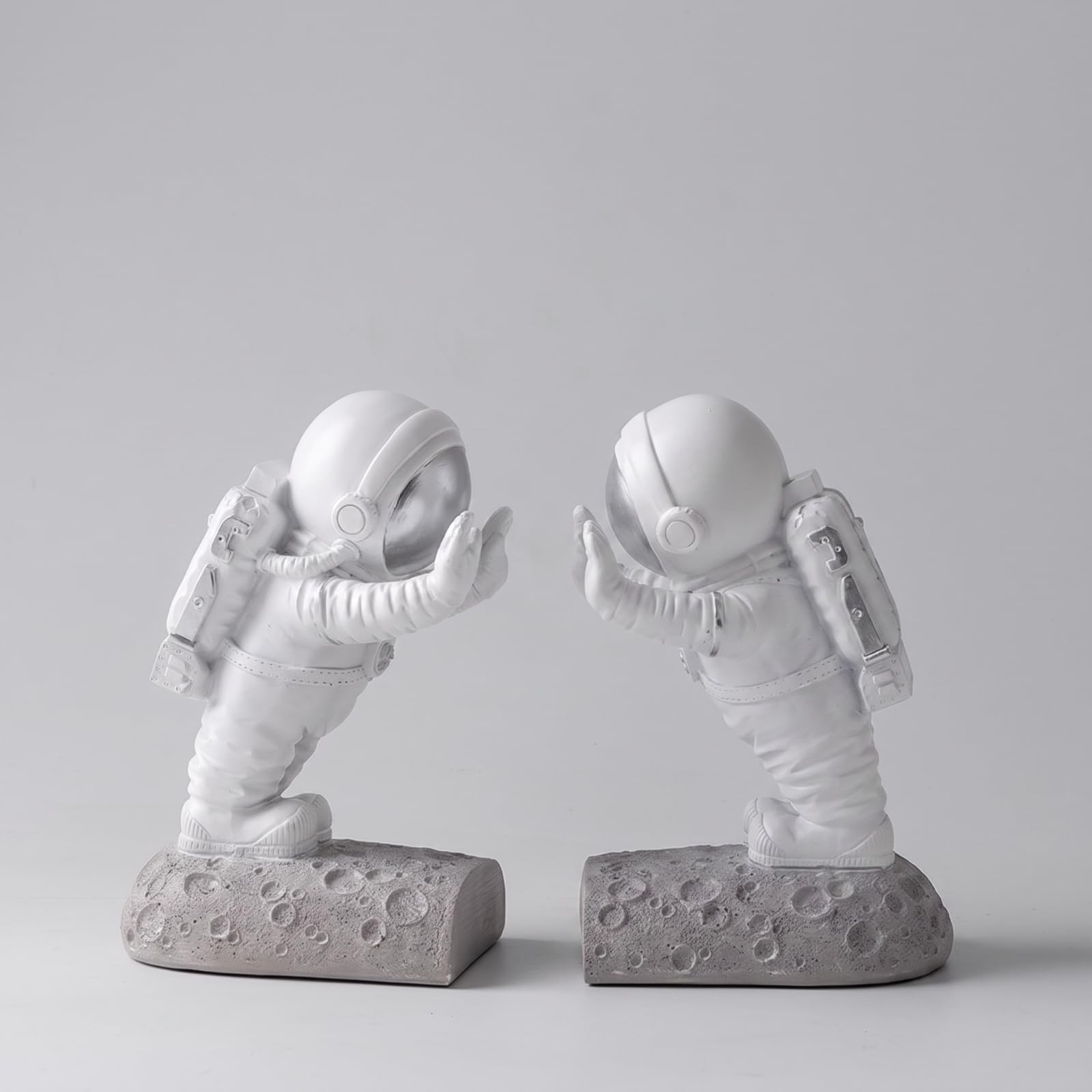 Serre-Livres Figurines Robustes Socle Texturé Eff Pierre, Moderne, Décoration, pr Bureau, Argent, Penseur Pair