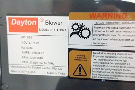 Dayton 1TDR3 Model Blower