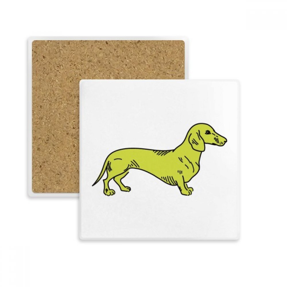 Dessous de verre en pierre absorbante jaune repose tasse carré chien